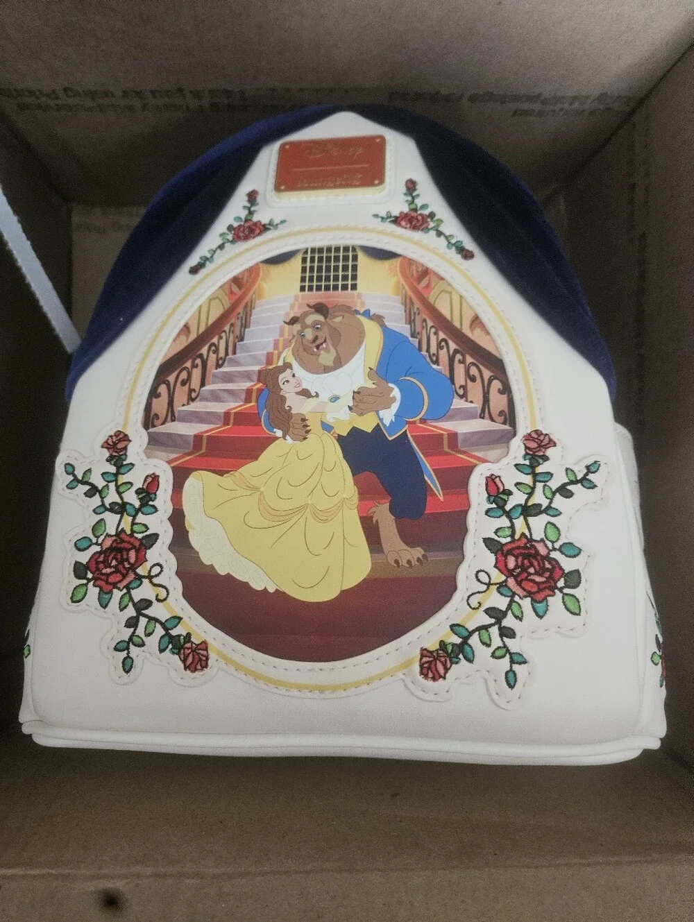 Loungefly Disney Beauty and the Beast Belle & Beast Velvet Mini Backpack NWT